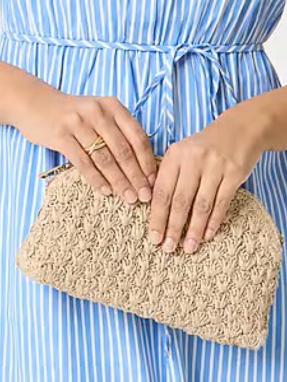 NWT J. Crew Factory Woven Clutch, Light Tan, One Size - Picture 3 of 13